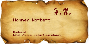 Hohner Norbert névjegykártya